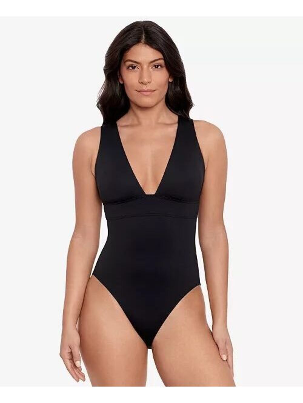 Lauren Ralph Lauren Modern V Neck One Piece Swimsuit